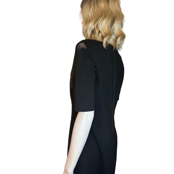 T Tahari Dilana Dress Rayon Blend Sheath Scuba Ashen Mesh Inserts Stretch Lined - Picture 9 of 16